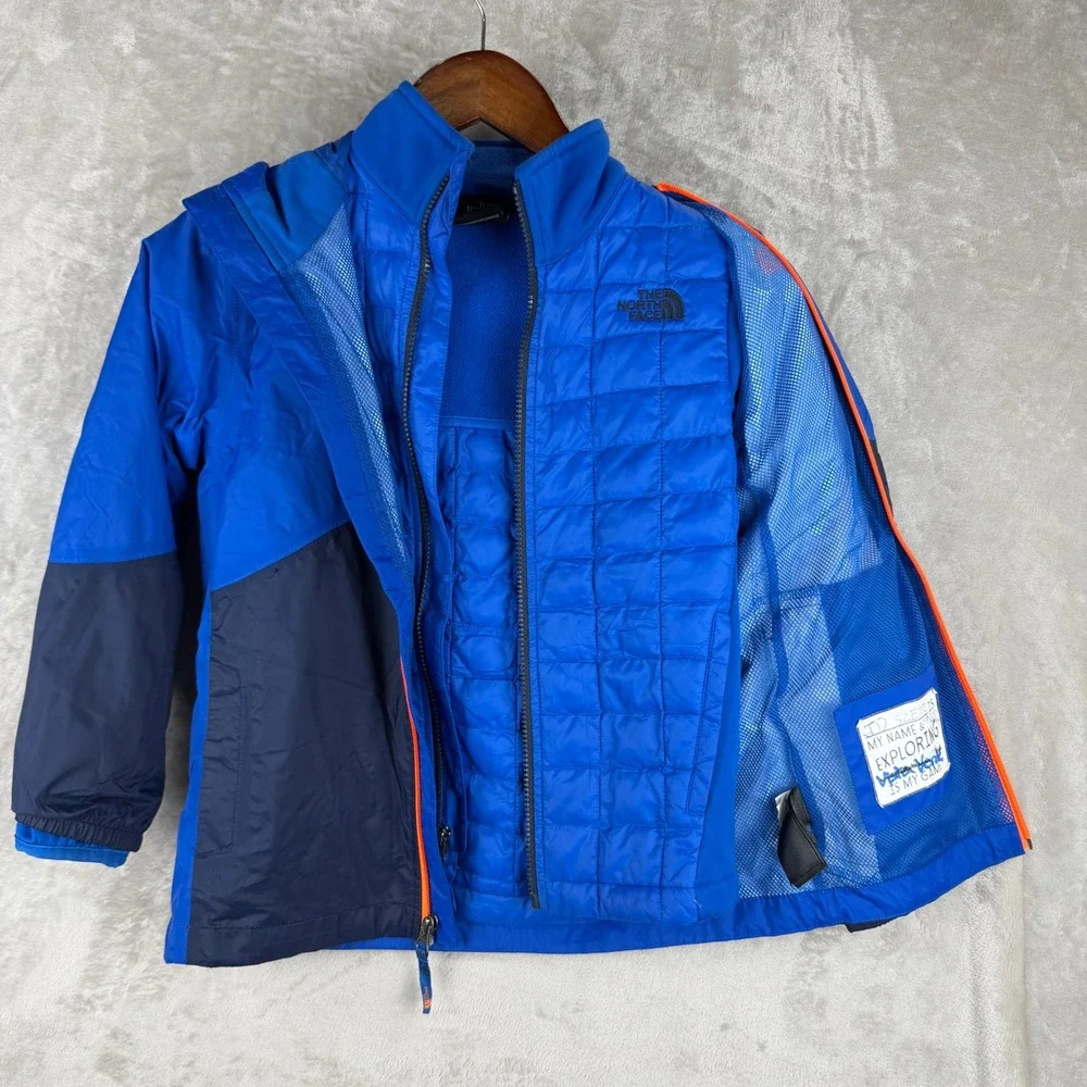 The North Face Boys Triclimate 3-in-1 Jacket Blue Navy Orange Size S 7/8 DryVent